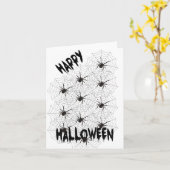 Happy Halloween, Black Spider, Web, griezelige Kaa Kaart (Gele Bloem)