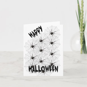 Happy Halloween, Black Spider, Web, griezelige Kaa Kaart