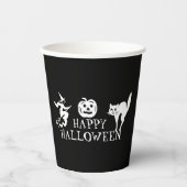 Happy Halloween Black White Spooky Papieren Bekers (Voorkant)