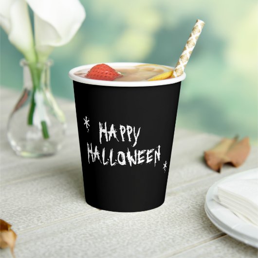 Happy Halloween Black White spooky typografie Papieren Bekers (Insitu)