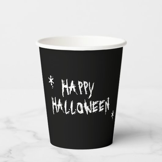 Happy Halloween Black White spooky typografie Papieren Bekers (Achterkant)