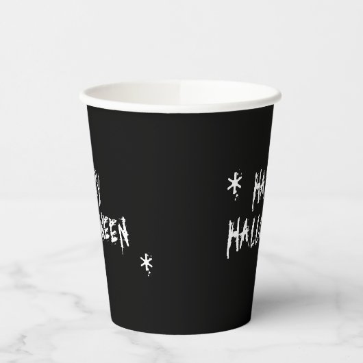 Happy Halloween Black White spooky typografie Papieren Bekers (Links)
