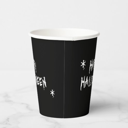 Happy Halloween Black White spooky typografie Papieren Bekers (Rechts)