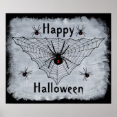 Happy Halloween Black Widow Spider Web Poster (Voorkant)
