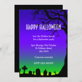 Happy Halloween blauw en groene begraafplaats gloe Kaart (Voorkant / Achterkant)