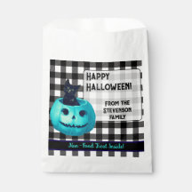 Happy Halloween Blauwgroen Pumpkin en Plaid