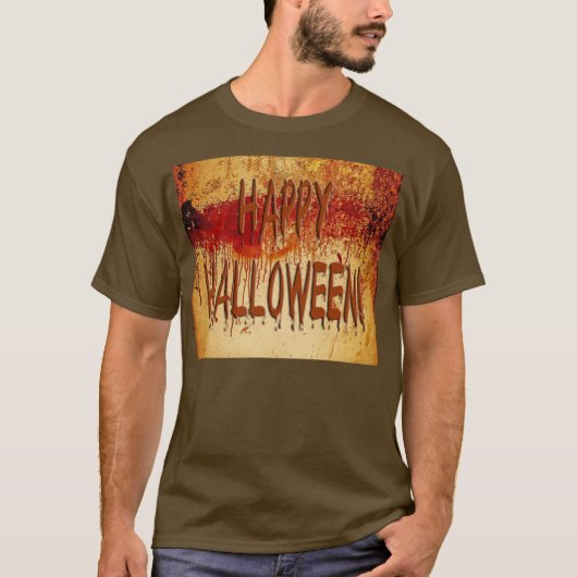 Happy Halloween Blood Sined Wall Mannen T-Shirt (Voorkant)