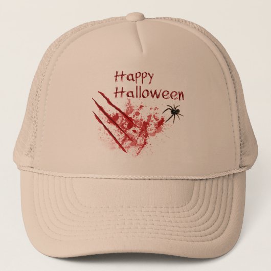 Happy Halloween Bloody Scratches Trucker Pet (Voorkant)