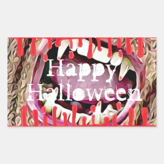 Happy Halloween Bloody Vampire Teeth Stickers (Voorkant)