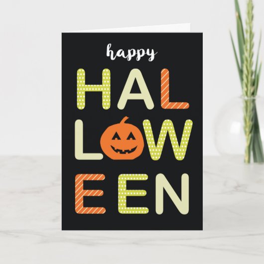 Happy Halloween Bold Colorful Letters op Black Kaart (Voorkant)