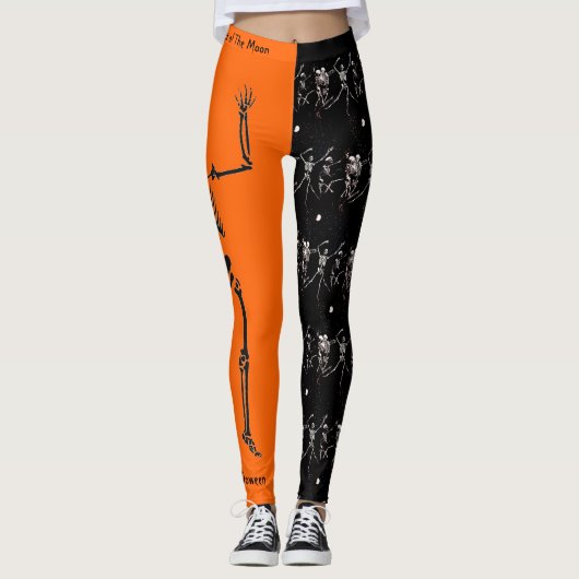 Happy Halloween Bone Dancing Skeletons Leggings (Voorkant)
