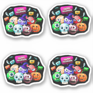 Happy Halloween Boo, 3D-tekens, set van 4 Sticker