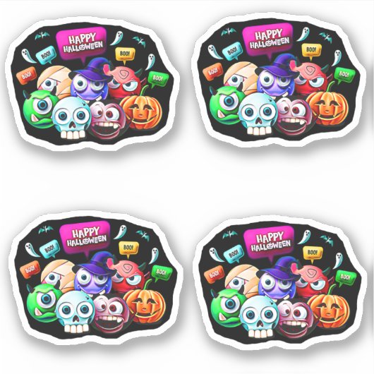 Happy Halloween Boo, 3D-tekens, set van 4 Sticker (Voorkant)
