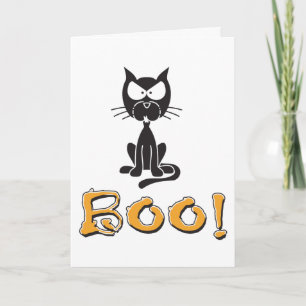 Happy Halloween Boo Black Cat Kaart