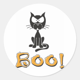 Happy Halloween Boo Black Cat Ronde Sticker