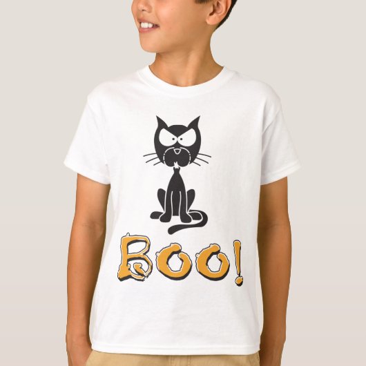 Happy Halloween Boo Black Cat T-shirt (Voorkant)