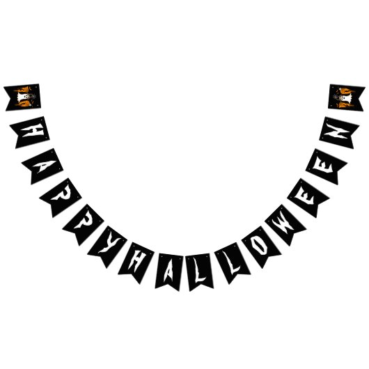 HAPPY HALLOWEEN BOO BLACK EN WHITE VLAGGETJES (Alle)