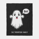 Happy Halloween Boo Ghost Custom Familienaam Zwart Fleece Deken (Voorkant)