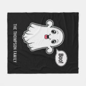 Happy Halloween Boo Ghost Custom Familienaam Zwart Fleece Deken (Voorkant (Horizontaal))