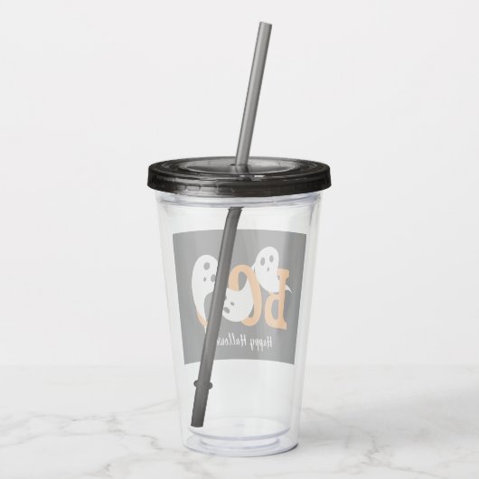 Happy Halloween Boo Ghosts Black Acryl Drinkbeker (Achterkant)