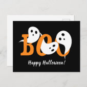 Happy Halloween Boo Ghosts Black Feestdagenkaart (Voorkant / Achterkant)