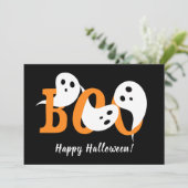 Happy Halloween Boo Ghosts Black Feestdagenkaart (Staand voorkant)