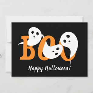 Happy Halloween Boo Ghosts Black Feestdagenkaart