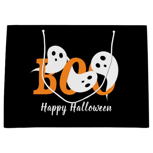Happy Halloween Boo Ghosts Black Groot Cadeauzakje (Voorkant)