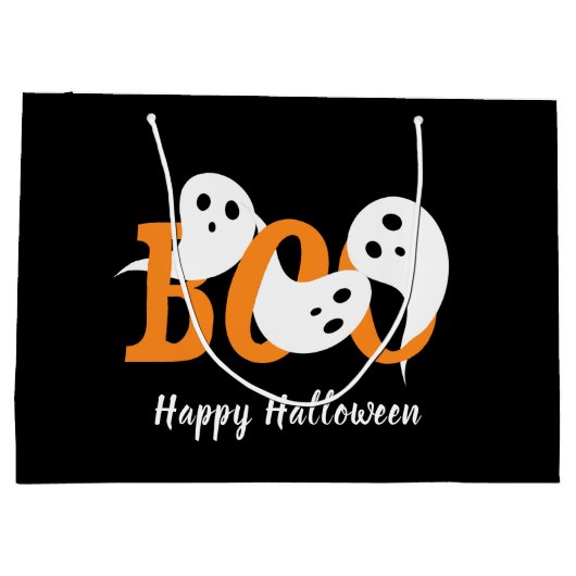 Happy Halloween Boo Ghosts Black Groot Cadeauzakje (Achterkant)