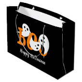 Happy Halloween Boo Ghosts Black Groot Cadeauzakje (Achterkant Gekanteld)