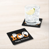 Happy Halloween Boo Ghosts Black Kartonnen Onderzetters (Insitu)