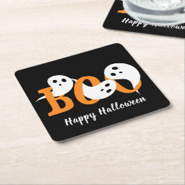 Happy Halloween Boo Ghosts Black Kartonnen Onderzetters