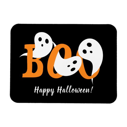 Happy Halloween Boo Ghosts Black Magneet (Horizontaal)