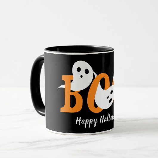 Happy Halloween Boo Ghosts Black Mok (Voorkant links)