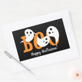 Happy Halloween Boo Ghosts Black Rechthoekige Sticker