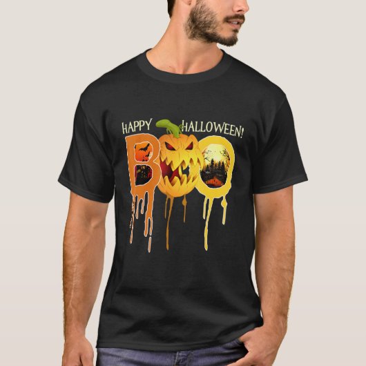 Happy Halloween Boo Scary Haunted House Horror T-shirt (Voorkant)
