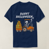Happy Halloween Boo Skeleton Riding Tractor Carry T-shirt (Design voorkant)
