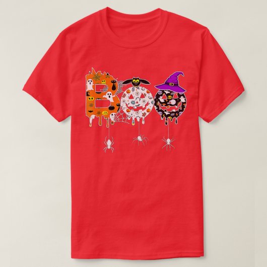 Happy Halloween Boo Spiders en heks Pet Halowee T-shirt (Design voorkant)