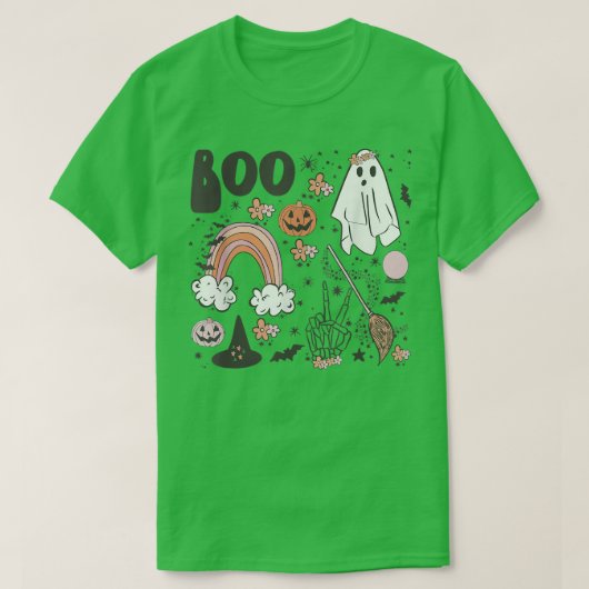 Happy Halloween Boo Spiders Witch Pet Rainbow Hall T-shirt (Design voorkant)