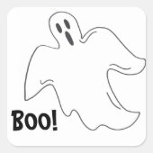 Happy Halloween Boo Spooky Ghost Haunted House Vierkante Sticker (Voorkant)