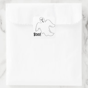 Happy Halloween Boo Spooky Ghost Haunted House Vierkante Sticker