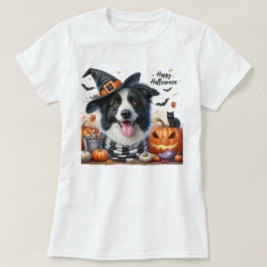 Happy Halloween Border Collie Hondenliefhebbers T-shirt (Design voorkant)