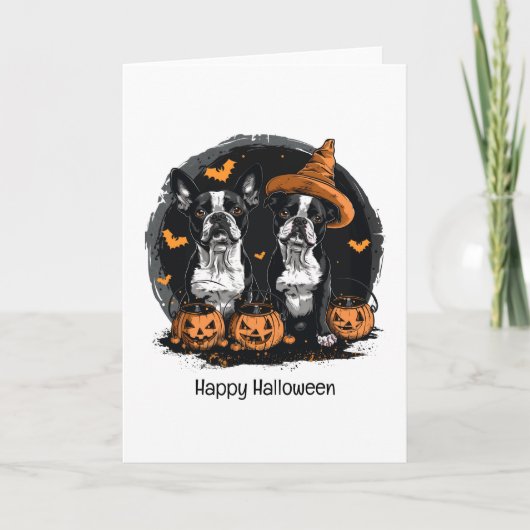 Happy Halloween Boston Terrier Dogs Kaart (Voorkant)