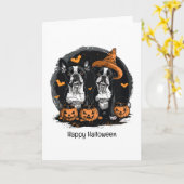 Happy Halloween Boston Terrier Dogs Kaart (Gele Bloem)