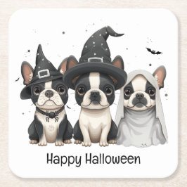 Happy Halloween Boston Terrier Dogs Kartonnen Onderzetters