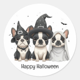 Happy Halloween Boston Terrier Dogs Ronde Sticker