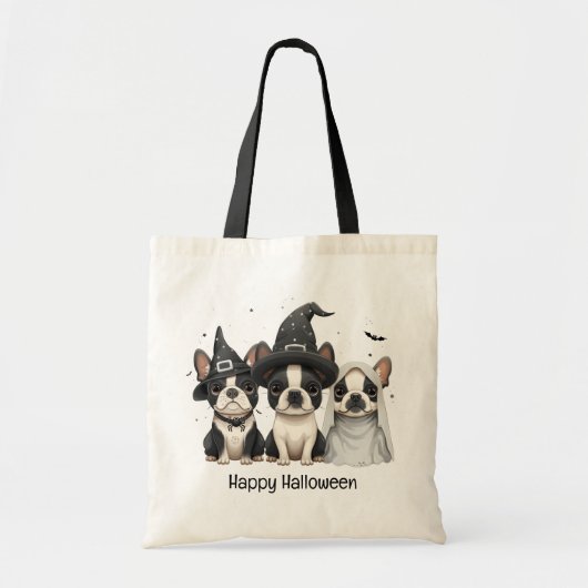 Happy Halloween Boston Terrier Dogs Tote Bag (Voorkant)
