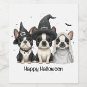 Happy Halloween Boston Terrier Dogs Wijn Etiket (Enkel label)