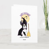 Happy Halloween Boston Terrier Witch Kaart (Achterkant)