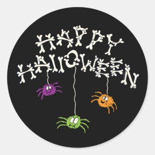 Happy Halloween Botten en Spiders Ronde Sticker